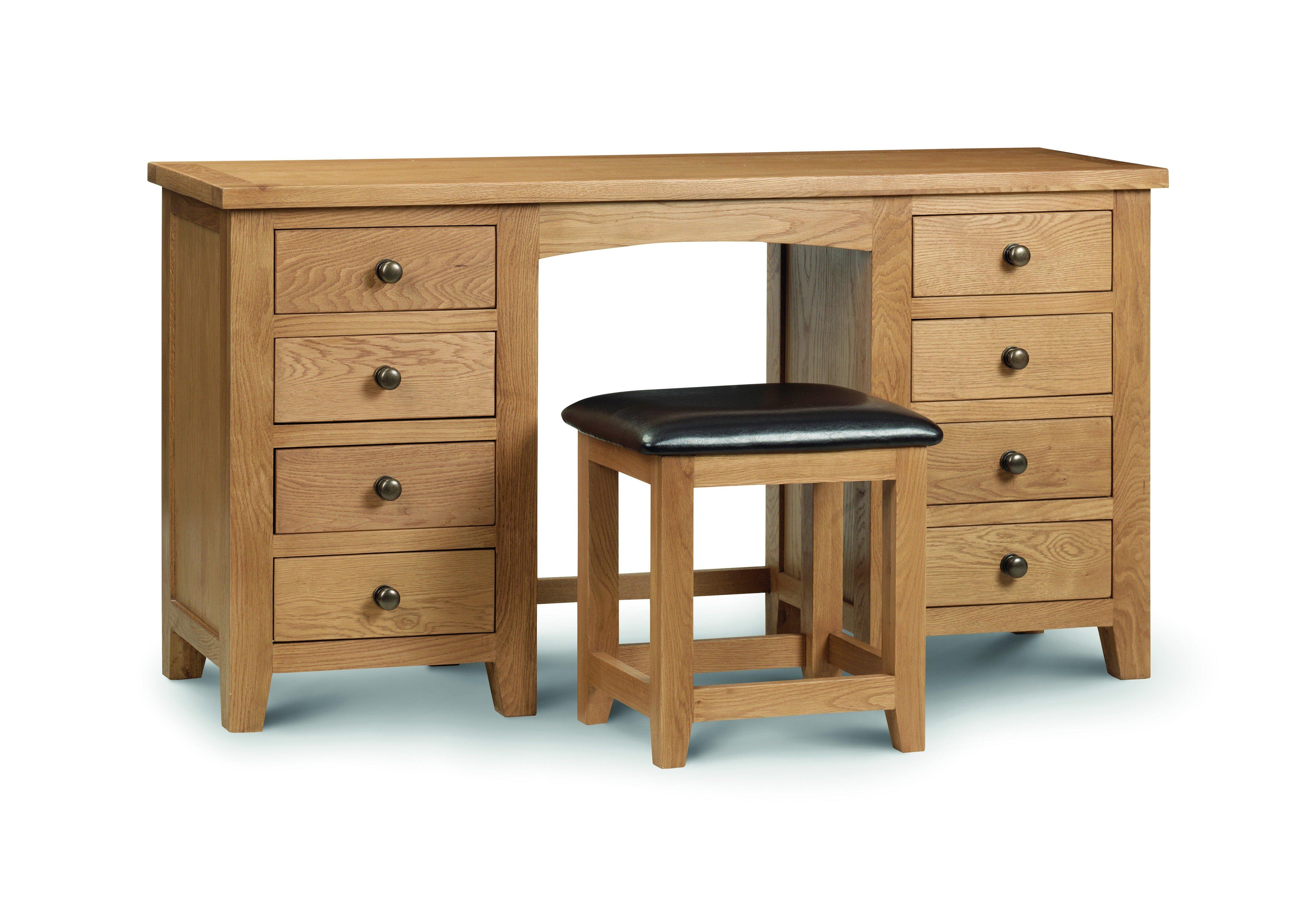 Stylish White Oak Twin Pedestal Dressing Table